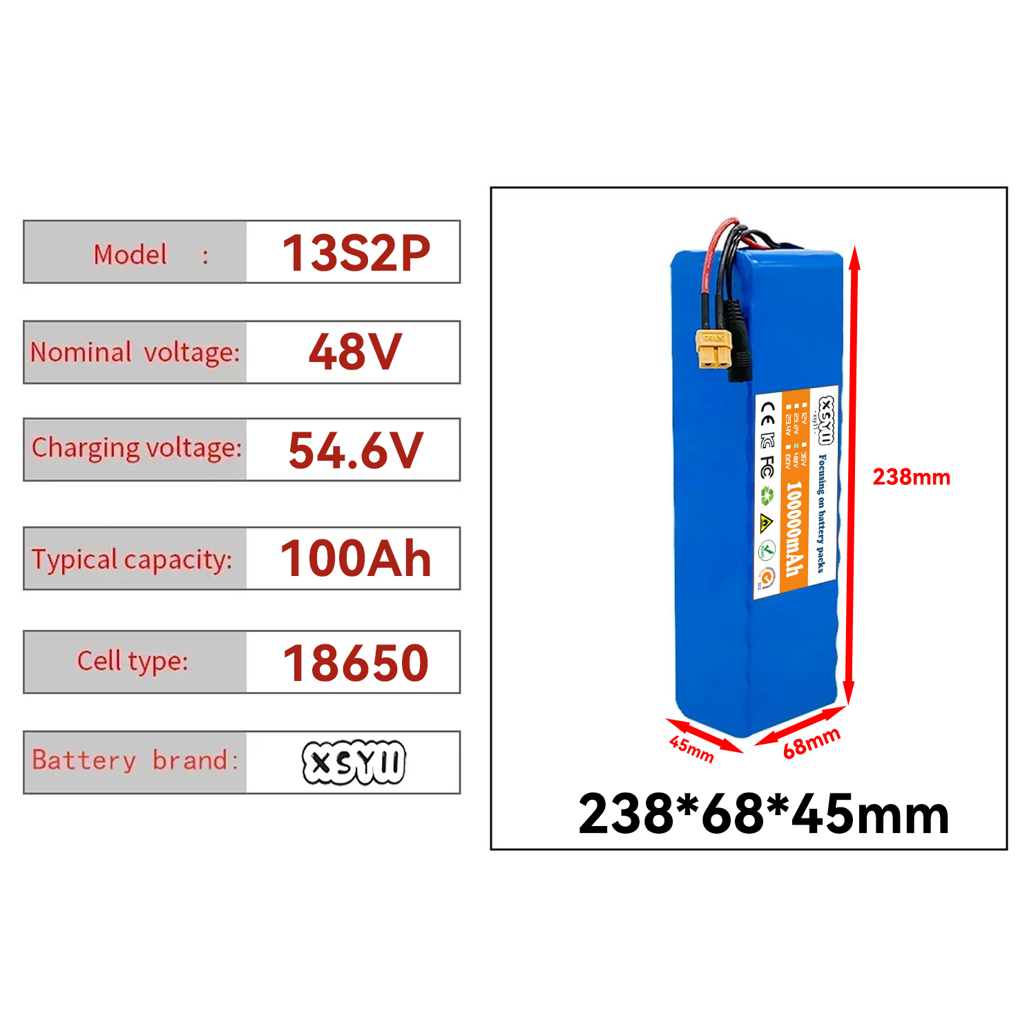 Akumulator 13S2P 48V 100Ah Wys – 60V 30Ah Electric Scooter Battery recenzja i cena